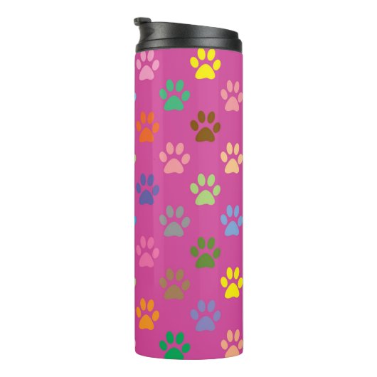 Farbige Pfotenmuster Thermosbecher (Nach rechts gedreht)