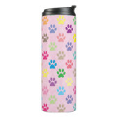 Farbige Pfotenmuster Thermosbecher (Nach links gedreht)