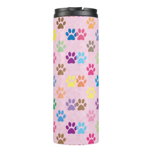 Farbige Pfotenmuster Thermosbecher (Rückseite)