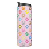 Farbige Pfotenmuster Thermosbecher (Nach rechts gedreht)