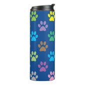 Farbige Pfotenmuster Thermosbecher (Nach links gedreht)