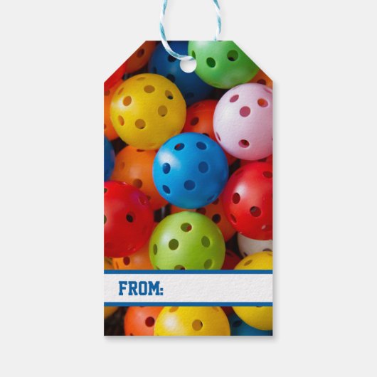 Farbige Pickleballs, benutzerdefinierter Text Geschenkanhänger (Rückseite)