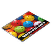 Farbige Pickleballs, benutzerdefinierter Text Notizblock (Linke Seite)