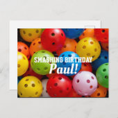 Farbige Pickleballs, benutzerdefinierter Text Postkarte (Vorne/Hinten)