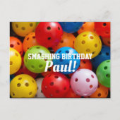 Farbige Pickleballs, benutzerdefinierter Text Postkarte (Vorderseite)
