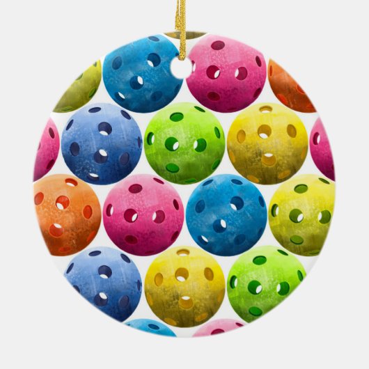 Farbige Pickleballs - Keramik Ornament (Hinten)