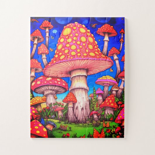 Farbige Pilze 30 große Teile auf einer  Puzzle (Vertikal)