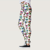 Farbige Pilze im weißen Hintergrund Leggings (Links)