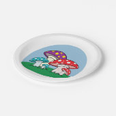 Farbige Pilze Pappteller (Schrägansicht)