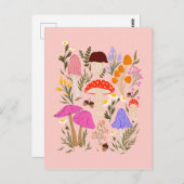 Farbige Pilze und Wildblumen Postkarte (Vorne/Hinten)