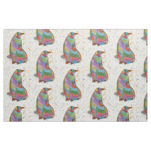 Farbige Pinguine und Baby Chick Fabric Stoff