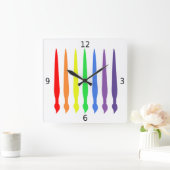 Farbige Pinsel, einfach, modern, farbig Quadratische Wanduhr (Zuhause)