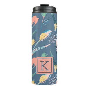 Farbige Pinselstriche Blume Thermosbecher