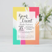 Farbige Pinselstriche Einladung (Stehend Vorderseite)