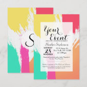 Farbige Pinselstriche Einladung (Vorne/Hinten)