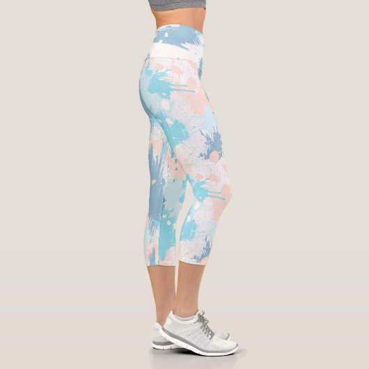 Farbige Pinselstriche in Aquarellfarbe Spritzer Mu Capri Leggings (Rechts)