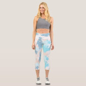 Farbige Pinselstriche in Aquarellfarbe Spritzer Mu Capri Leggings (Vorderseite)