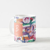 Farbige Pinselstriche Monogramm Tasse (Vorderseite Links)