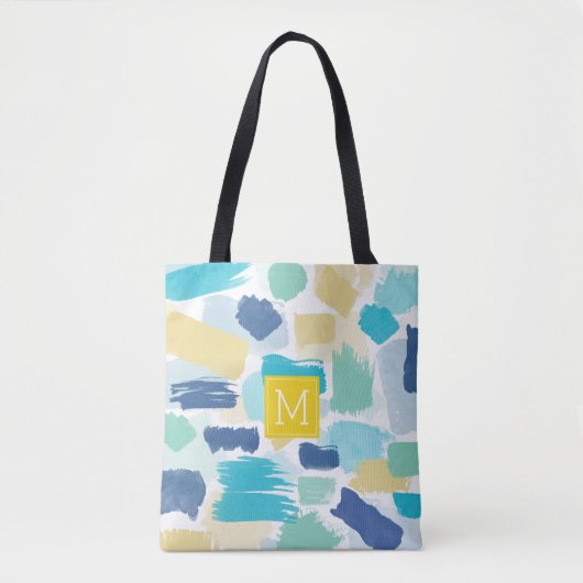 Farbige Pinselstriche und gelbe Monogramm Tasche (Vorderseite)