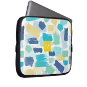 Farbige Pinselstriche und gelbe Monogramme Laptopschutzhülle (Vorne Rechts)