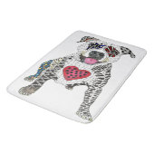 Farbige Pitbull-Hunde-Liebe Weißer Hintergrund Badematte (Schrägansicht)