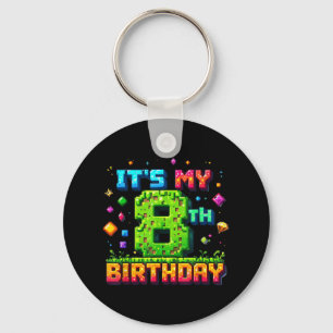 Farbige Pixel Geburtstag Es's Mein 8. Geburtst Schlüsselanhänger