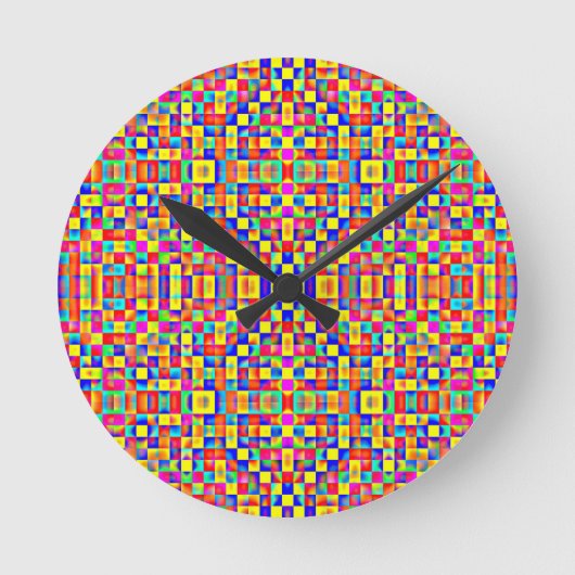 Farbige Pixel Runde Wanduhr (Vorderseite)