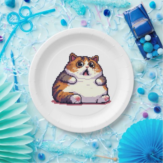 Farbige Pixelkunst Pappteller (Party)