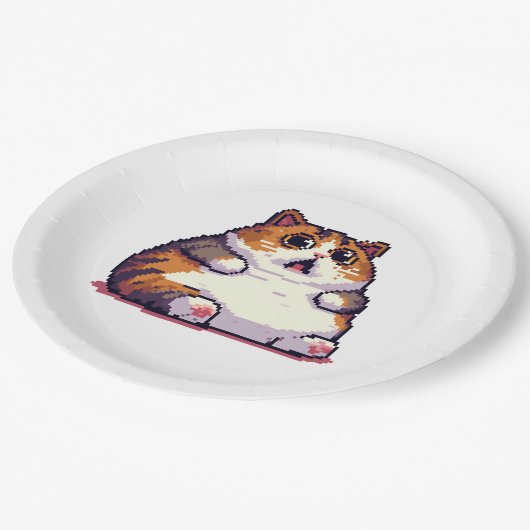 Farbige Pixelkunst Pappteller (Schrägansicht)