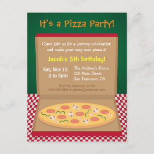 Farbige Pizza Kindergeburtstagsfeier Einladung