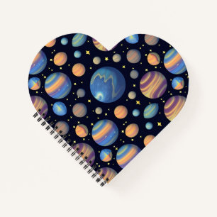 Farbige Planeten und Sterne im Weltraum Notizblock