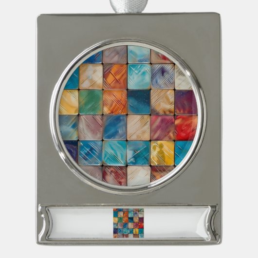 Farbige Plätze Banner-Ornament Silber (Vorderseite)