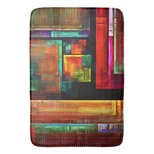 Farbige Plätze Modernes Abstraktes Kunstmuster #04 Badematte (Vorderseite Vertikal)