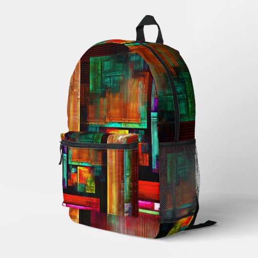 Farbige Plätze Modernes Abstraktes Kunstmuster #04 Bedruckter Rucksack (Rückseitige Ecke Rechts)