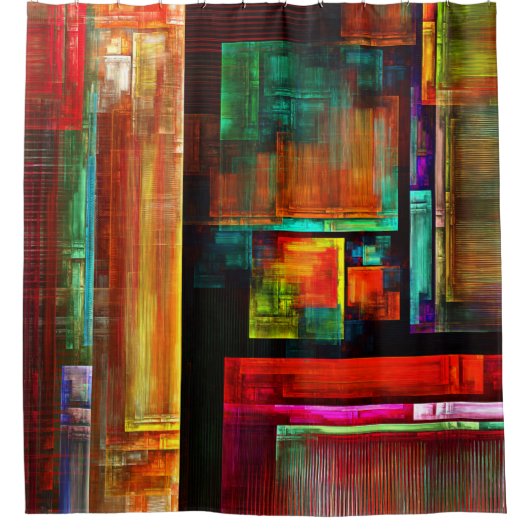 Farbige Plätze Modernes Abstraktes Kunstmuster #04 Duschvorhang (Vorderseite)