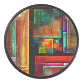 Farbige Plätze Modernes Abstraktes Kunstmuster #04 Eishockey Puck (Vorderseite)