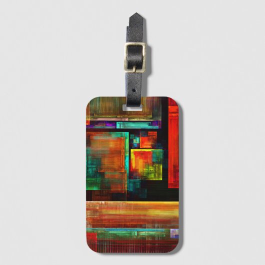 Farbige Plätze Modernes Abstraktes Kunstmuster #04 Gepäckanhänger (Vorderseite Vertikal)