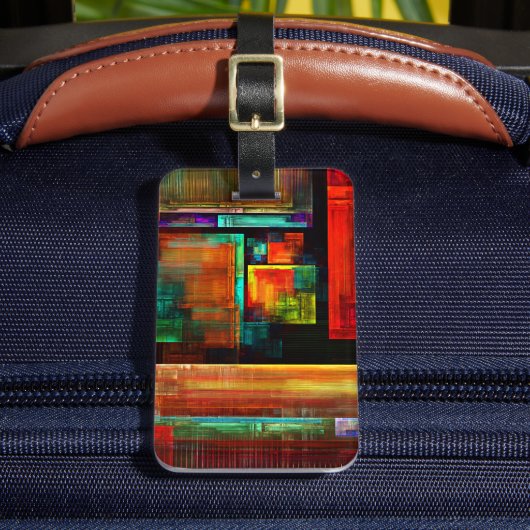 Farbige Plätze Modernes Abstraktes Kunstmuster #04 Gepäckanhänger (Vorderseite Insitu 2)