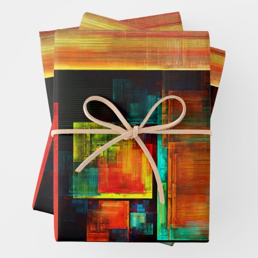 Farbige Plätze Modernes Abstraktes Kunstmuster #04 Geschenkpapier Set (Beispiel)