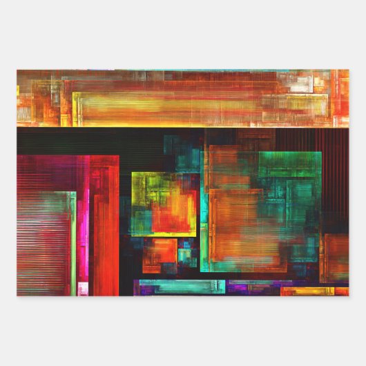 Farbige Plätze Modernes Abstraktes Kunstmuster #04 Geschenkpapier Set (Vorderseite)