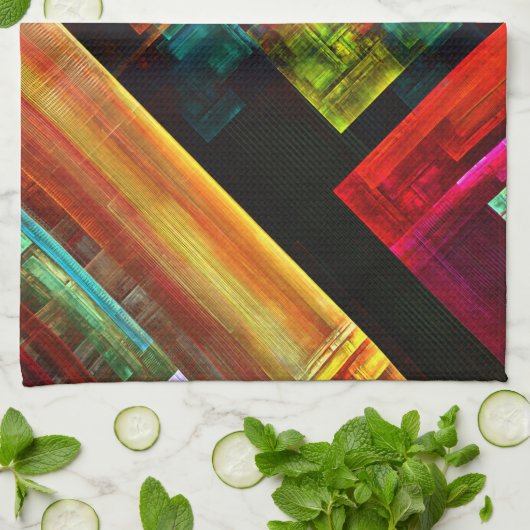 Farbige Plätze Modernes Abstraktes Kunstmuster #04 Geschirrtuch (Gefaltet)