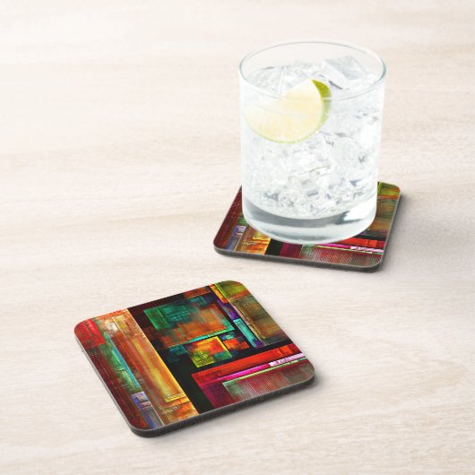 Farbige Plätze Modernes Abstraktes Kunstmuster #04 Getränkeuntersetzer (Rechte Seite)