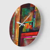Farbige Plätze Modernes Abstraktes Kunstmuster #04 Große Wanduhr (Winkel)