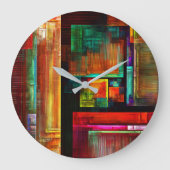 Farbige Plätze Modernes Abstraktes Kunstmuster #04 Große Wanduhr (Vorderseite)