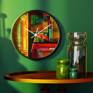 Farbige Plätze Modernes Abstraktes Kunstmuster #04 Große Wanduhr