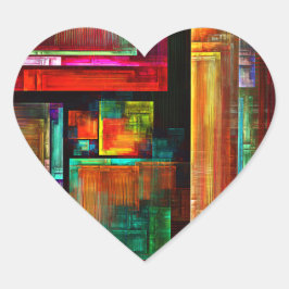 Farbige Plätze Modernes Abstraktes Kunstmuster #04 Herz-Aufkleber