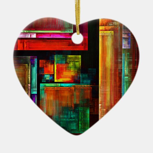 Farbige Plätze Modernes Abstraktes Kunstmuster #04 Keramik Ornament (Vorne)