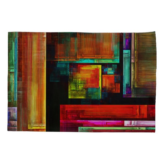 Farbige Plätze Modernes Abstraktes Kunstmuster #04 Kissenbezug (Rückseite)