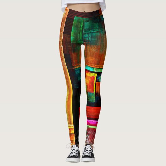 Farbige Plätze Modernes Abstraktes Kunstmuster #04 Leggings (Vorderseite)