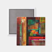 Farbige Plätze Modernes Abstraktes Kunstmuster #04 Magnet (Vorderseite/Rückseite)